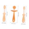 NIYANGLE Toothbrush and Tongue Cleaner Set 3pcs, Silicone, Small Soft Bristle Oral Care Tools for Infants, Warm Orange view 2