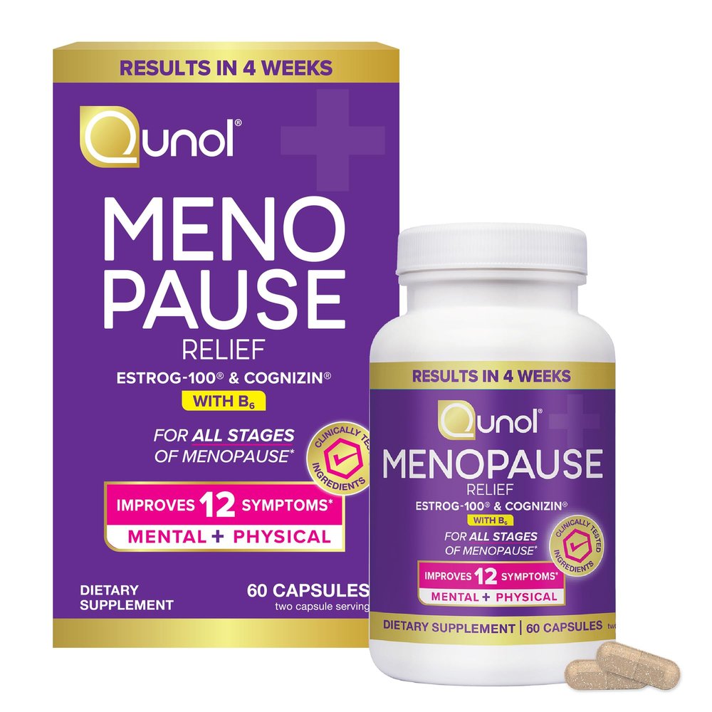 Qunol Menopause Relief +B6 Capsules, Peri to Post, Results in 4 Weeks, 60ct