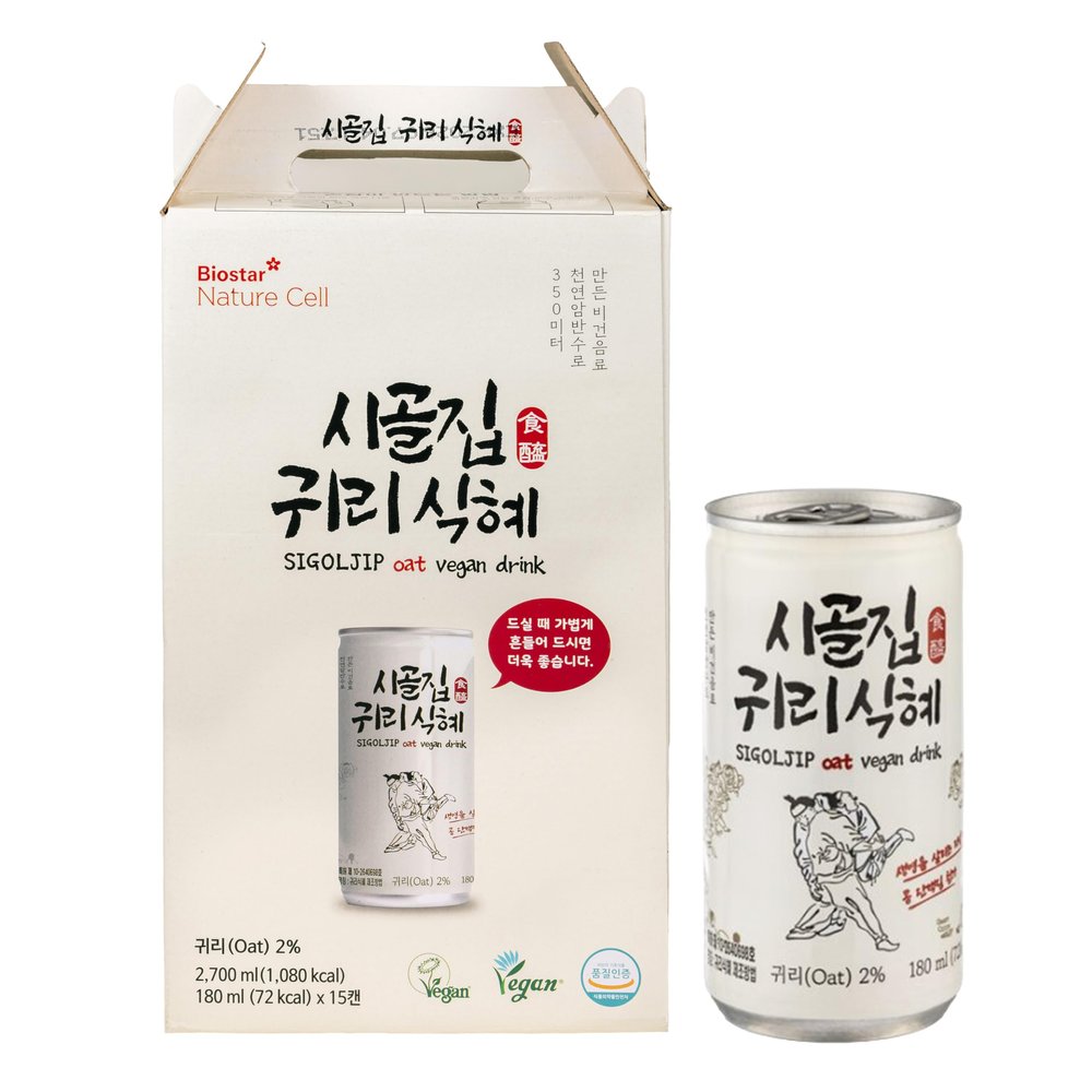 KPRODUCT4U Korean Vegan Oat Drink with Beta-Glucan Plant-Based Protein & Cholesterol Support (15 Cans 180 ml / 6.08 fl oz)