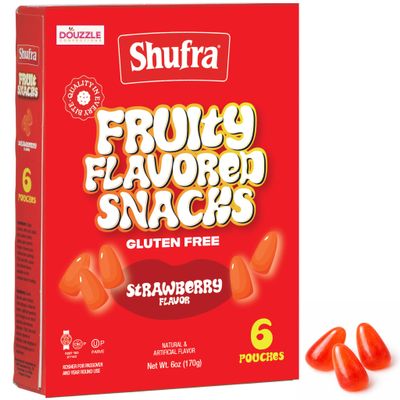 DOUzzle Kosher for Passover Candy Treats, Gluten Free Fruit Snacks, Strawberry (6 Count, 1 Pack) Non Gebrokts Kosher for Passover Food - Made With Real Fruit Gluten Free, Parve