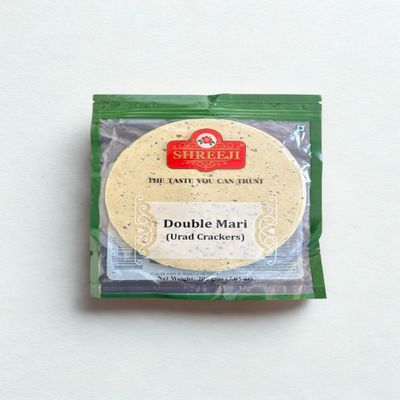Shreeji Double Mari Papad (Urad Lentil Crackers) 200g Traditional Indian Papad, Thin & Crispy Snack, Ready to Roast or Fry, Vegetarian Meal Accompaniment