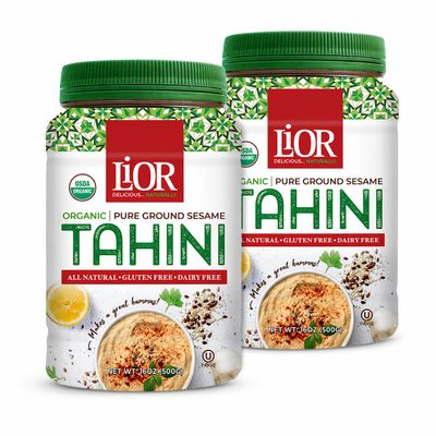 LiOR Organic Tahini Paste, Pure Stone Ground Sesame Seed Butter - USDA Organic Single-Ingredient Ethiopian Sesame - Creamy Tahini Sauce for Hummus and Dubai Chocolate - Kosher Vegan, 16 oz Pack 2