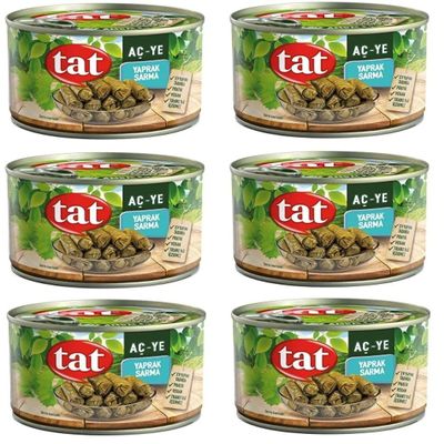 Stuffed Grape Leaves (Dolmas) byTat, Home Style, Ready to Eat, Vegan, No Trans Fat, 14.1 Oz (400g), Pack of 6