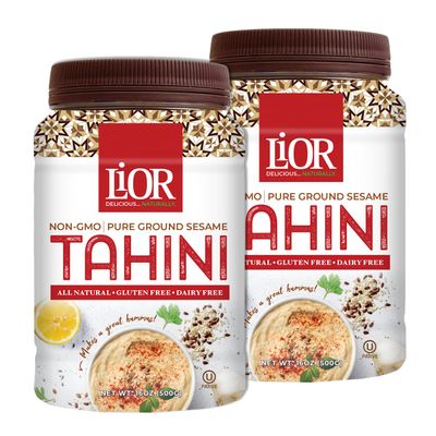 LiOR Tahini Paste, Pure Stone Ground Sesame Seed Butter - USDA Single-Ingredient Ethiopian Sesame - Creamy Tahini Sauce for Hummus and Dubai Chocolate - Kosher Vegan, 16 oz Pack 2