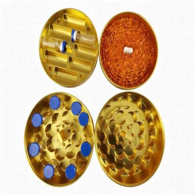 Planitia Corp. 3D Printed 3 mL Vial Storage Insert Compatible with 32oz Hydrapeak Food Jar - Vials Organizer Case with 54 Slots Vial Insert Peptide Storage, Fits 4.3" Inner Diameter Jar (Gold)