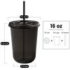 Jycnolm [50 Sets - 16oz Round Bottom Black Plastic Cups with Lids and Straws, Disposable Iced Coffee Cups with Lids To Go Cold Drink Cups for Smoothies, Juices, Party Catering view 2