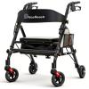 BlessReach Lightweight Foldable Rollator Walkers with Seat for Seniors, 300 lb Capacity, 5-Position Adjustable Height, Premium Hybrid Rolling Walker - Aluminum and Carbon Steel (Black) view 1