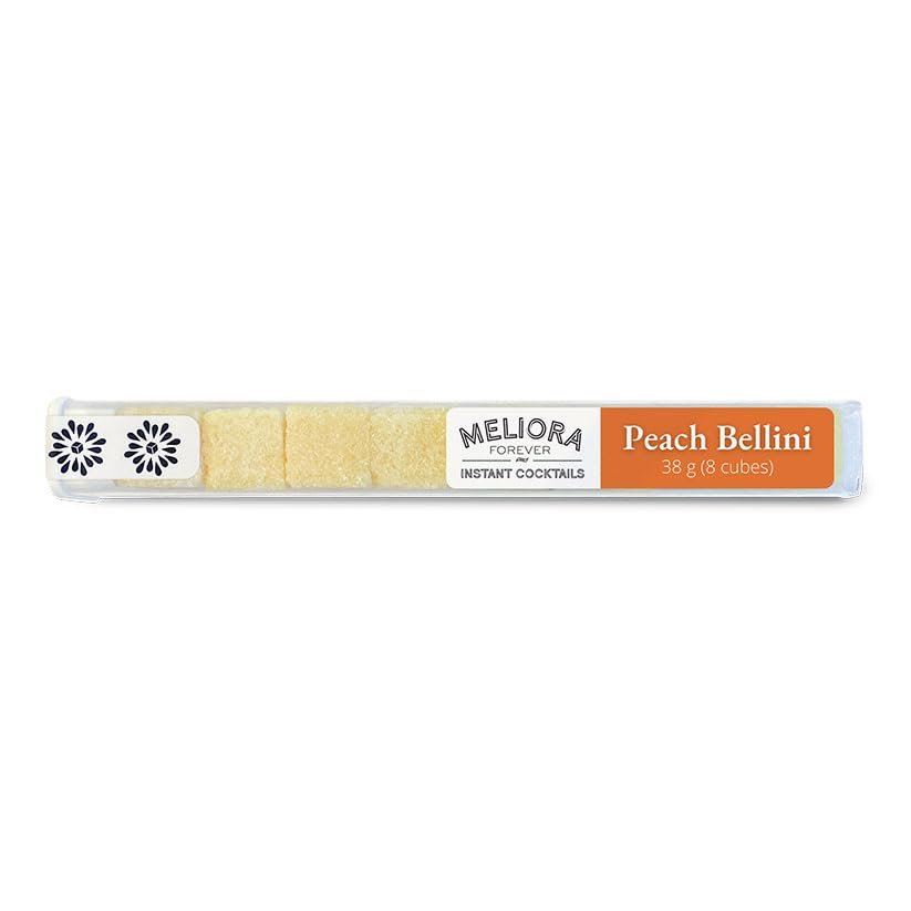 Meliora Forever Peach Bellini Instant Cocktail Cubes, Sugar Cubes with Premium Peach Bitters, 8 Count Tube, Makes 8 Drinks