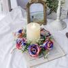 4th of July Candle Rings Patriotic Red White Blue Artificial Mini Rose Flower Wreaths Floral Candle Holders Table Centerpieces for Independence Day Memorial Day Home Kitchen Tabletop Decors view 3