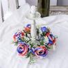 4th of July Candle Rings Patriotic Red White Blue Artificial Mini Rose Flower Wreaths Floral Candle Holders Table Centerpieces for Independence Day Memorial Day Home Kitchen Tabletop Decors view 4