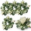 4 Pack Eucalyptus Candle Ring, Artificial Spring Greenery Candle Wreath for Table Centerpiece, 10 Inch Small Eucalyptus Wreath for Easter Wedding Party