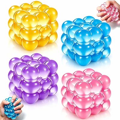 4Pcs Squishies Cube Fidget Toy, Slow Rising Squeeze Cubes, Soft Sticky Sensory Cube, Hand Exerciser Fidget Cube, Stress Anxiety Relief Toy, Flexible Handheld Squishies Cube for Office Desk Fidget