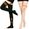 2 Pairs Compression Stockings for Women & Men, 20-30mmHg Thigh High Compression Socks, Open Toe Medical Compression Socks with Silicone Dot Band for Sport Swelling Varicose Veins, Beige&Black view 1