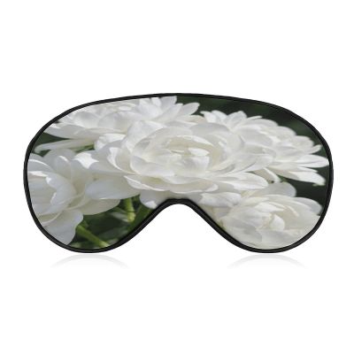 Flower White Sleep Mask Block Light Eye Sleep Shade Cover Comfortable Lightweight Sleeping Blindfold Soft Breathable Night Eye Cover Adjustable Band Eye Mask for Men Women