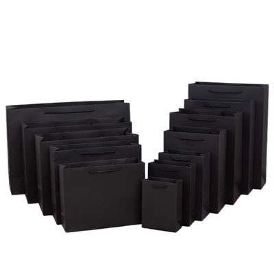 10pcs Paper Gift Bags with Handles, Paper Party Favor Bags for Christmas, Favor, Birthday, Wedding, Events(Black,Horizonta 30X10X25CM)