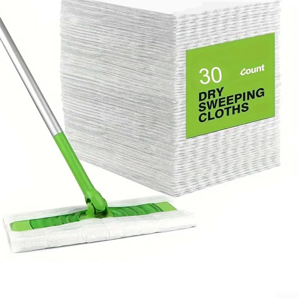 10 pcs Dry Sweeping Cloths Pads for Floor Mopping, Electrostatic Duster Mop Refills for Hardwood Tile Laminate, 10-Pack White Fiber Cleaning Sheets