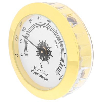Angoily Analog Cigar Hygrometer 50mm Gold Humidity Gauge for Humidor and Tea Boxes, Analog Humidity Meter for Mason Jars Maintaining Optimal Moisture Levels