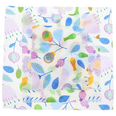 PartyKindom 3pcs Organic Cotton Beeswax Food Wraps Set with Purple Floral Pattern Reusable Food Storage Sheets for Sandwiches and Bowls Eco-friendly for Kitchen Use