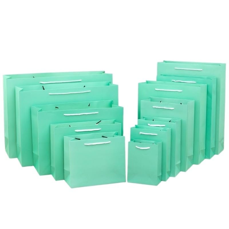 10pcs Paper Gift Bags with Handles, Paper Party Favor Bags for Christmas, Favor, Birthday, Wedding, Events(Blue,Vertical 30X10X 40CM)