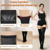 2 Pairs Compression Stockings for Women & Men, 20-30mmHg Thigh High Compression Socks, Open Toe Medical Compression Socks with Silicone Dot Band for Sport Swelling Varicose Veins, Black view 2