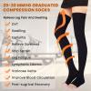 2 Pairs Compression Stockings for Women & Men, 20-30mmHg Thigh High Compression Socks, Open Toe Medical Compression Socks with Silicone Dot Band for Sport Swelling Varicose Veins, Black view 3
