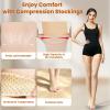 2 Pairs Compression Stockings for Women & Men, 20-30mmHg Thigh High Compression Socks, Open Toe Medical Compression Socks with Silicone Dot Band for Sport Swelling Varicose Veins, Beige view 2