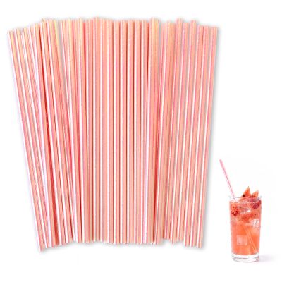 100 Pack Pink Paper Straws Foil Paper Straws for Drinking Disposable Decorative Party Straw for Candy Sticks, Birthday Party