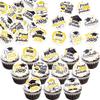 Gyufise 48Pcs Edible Graduation Cap 2026 Cupcake Toppers Wafer Paper Grad Cap Diploma Cake Decoration Picks for 2026 Grad Theme Party Cake Decor Supplies Black White Gold view 1