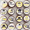 Gyufise 48Pcs Edible Graduation Cap 2026 Cupcake Toppers Wafer Paper Grad Cap Diploma Cake Decoration Picks for 2026 Grad Theme Party Cake Decor Supplies Black White Gold view 2