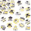 Gyufise 48Pcs Edible Graduation Cap 2026 Cupcake Toppers Wafer Paper Grad Cap Diploma Cake Decoration Picks for 2026 Grad Theme Party Cake Decor Supplies Black White Gold view 4