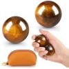 AceOrbit Baoding Balls Set of 2, Chinese Stress Relief Hand Exercise Balls with Leather Pouch, 1.57 Inch Tigers Eye Stone, Finger Exercise and Wrist Strength Training view 1