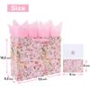 13'' Large Flowers Gift Bag Set with Handles, Greeting Card, Purple Tissue Papers and Stickers for Girls Women Kids Teens for Birthday Party, Mother's Day, Weddings, Anniversaries, Floral Design, 1 Pcs view 2