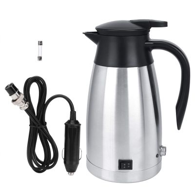 1000ml Electric Heated Water Kettle, Car Truck Hot Water Bottle, 12V / 24V - Fast Heating, Temperature Control, Anti - Skid Base for Travel and Outdoor Use