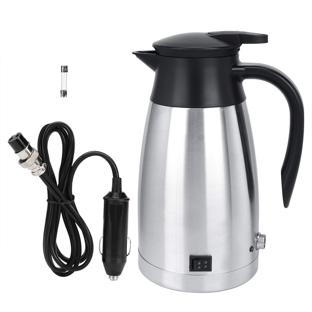 1000ml Electric Heated Water Kettle, Car Truck Hot Water Bottle, 12V / 24V - Fast Heating, Temperature Control, Anti - Skid Base for Travel and Outdoor Use