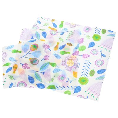 OSOLADY 3pcs Organic Beeswax Food Wrap Set Washable Food Wrap Cloth Printed Reusable Wrapping Sheets for Eco-friendly Kitchen Storage and Preservation