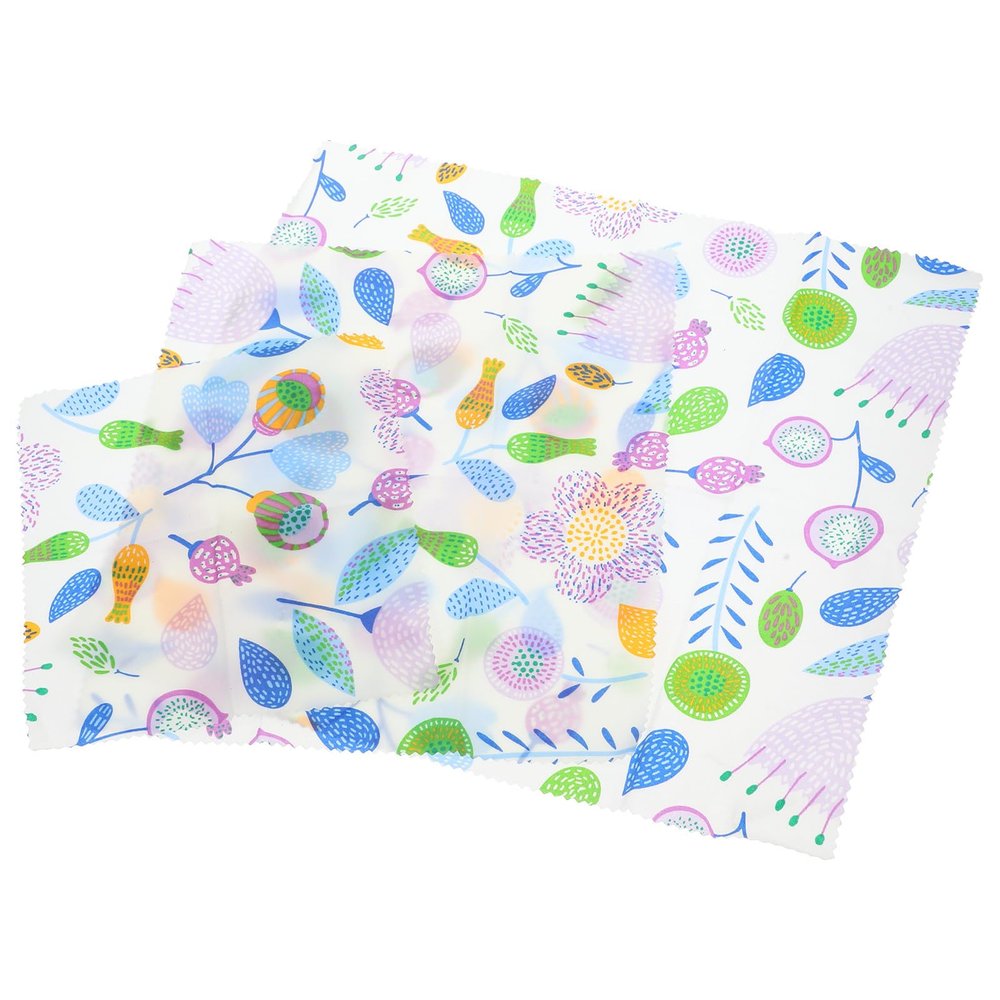OSOLADY 3pcs Organic Beeswax Food Wrap Set Washable Food Wrap Cloth Printed Reusable Wrapping Sheets for Eco-friendly Kitchen Storage and Preservation