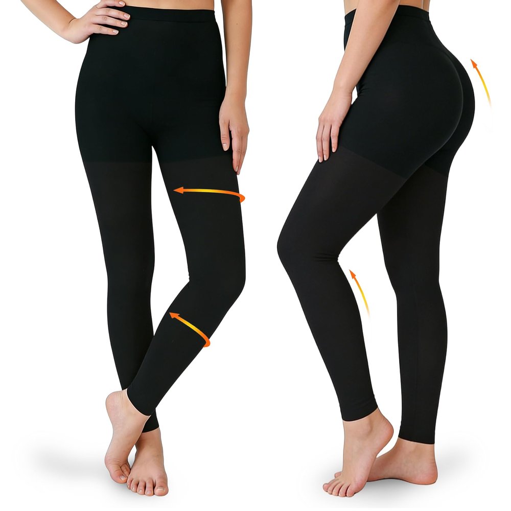 2 Pairs 15-20mmHg Compression Leggings for Women & Men, Medical Graduated Compression Tights Women, Footless Compression Stockings Support Compression Pantyhose for Varicose Veins, Edema, Dvt(Black, 2X-Large)