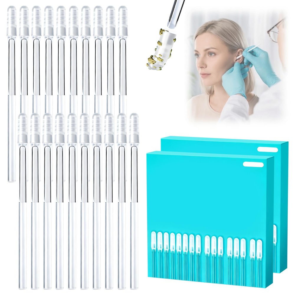 Earwax Removal Adhesive Swabs, Reusable Sticky Ear Swabs with Soft Flexible Tip, Washable Ear Cleaning Sticks with Dust Cover Packaging, Ear Cleaning Tool for Adults & Kid (Large-48Pcs)