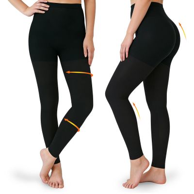 2 Pairs 15-20mmHg Compression Leggings for Women & Men, Medical Graduated Compression Tights Women, Footless Compression Stockings Support Compression Pantyhose for Varicose Veins, Edema, Dvt(Black, Small)