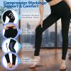 2 Pairs 15-20mmHg Compression Leggings for Women & Men, Medical Graduated Compression Tights Women, Footless Compression Stockings Support Compression Pantyhose for Varicose Veins, Edema, Dvt(Black+Beige, Large) view 2
