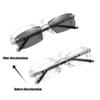 BEVUPAAERE Photochromic Eyeglasses Lightweight Sunglasses Frameless Men Reading Glasses +1.0 +1.5 +2.0 +2.5 +3.0 +3.5(+3.50) view 2