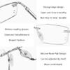 BEVUPAAERE Photochromic Eyeglasses Lightweight Sunglasses Frameless Men Reading Glasses +1.0 +1.5 +2.0 +2.5 +3.0 +3.5(+3.50) view 4