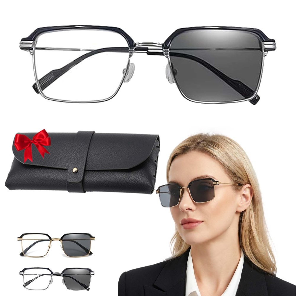 Ultra Light Anti Blue Presbyopic Glasses, Titanium Frame HD Reading Glasses with Spring Hinge, for Men Women (Silver,400 (Over 75 Years Old))