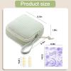 CetyVoyie Corduroy Period Pouch for Women, Cute Sanitary Pad Pouch with Zipper, Portable Tampon Holder for Purse, Sanitary Napkin Storage Bag for Travel (Stripes Green White) view 2