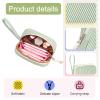 CetyVoyie Corduroy Period Pouch for Women, Cute Sanitary Pad Pouch with Zipper, Portable Tampon Holder for Purse, Sanitary Napkin Storage Bag for Travel (Stripes Green White) view 3