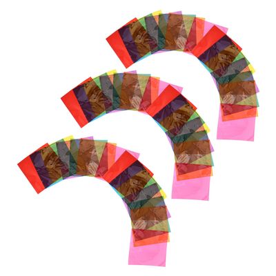 Gogogmee 90pcs Translucent Cellophane Sheets for Crafts Diy, 7 Colors with Wraps, 10x10cm Squares for Decorative Light Effects and Candy Wrapping