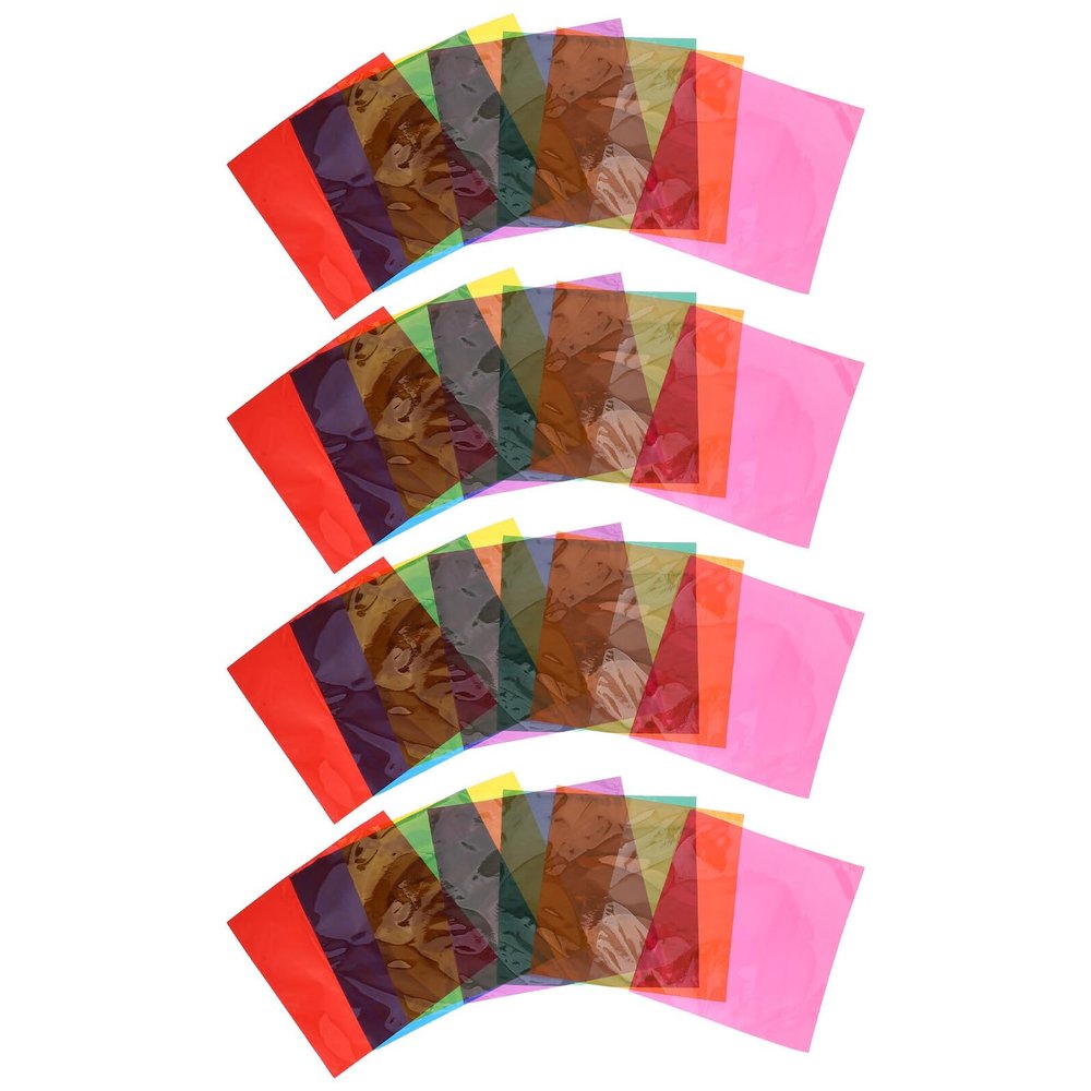 Luxshiny 90pcs Multi-color Cellophane Sheets Square Wraps 10x10cm Candy Wrapping Paper for DIY Crafts Packaging and Light Diffuser Film