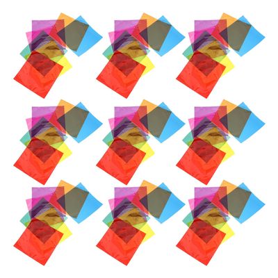NUOBESTY 90pcs Multi-use Colored Cellophane Sheets for DIY Crafts and Candy Wrapping, 7 Colors Light Diffuser Film, 10x10cm Wrap for Holiday Decorations and Art Projects