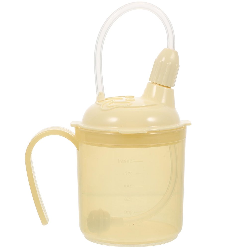 VICASKY Anti-choke Straw Drinking Cup 300ml with Spill-resistant Design Milk White Insulated Feeding Cup for Elderly Postpartum and Liquid Diet Patients Adult for Care and Hospital Use