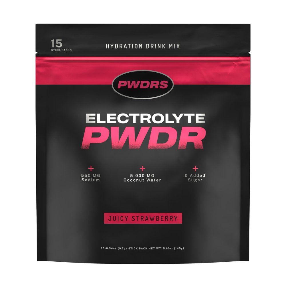 PWDRS Electrolytes | All Natural Electrolyte Packets | Zero Added Sugar | 5,000mg Coconut Water for Fast Hydration | Non-GMO, No Sucralose | Juicy Strawberry 15ct